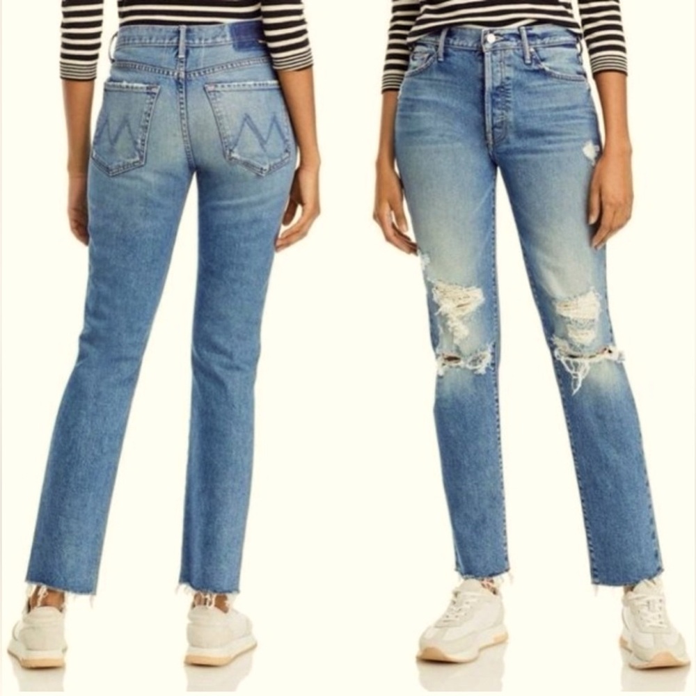 Mother the Trickster Skimp Fray in Thrill Seeker Distressed Denim Jeans 27